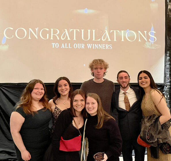 Seven students from the School of Design at the 2024 ADDYs hosted by the Ƶ chapter of the American Advertising Federation.
